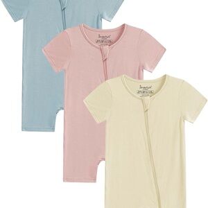 3-Pack Baby pajamas onesie in Pastel Blue, Pink & Cream bundle
